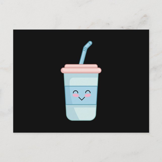 This Kawaii Beverage Cup Art Postcard (Front)