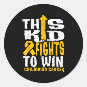 This Kid Fights To Win Childhood Cancer Awareness Classic Round Sticker