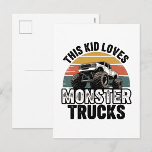 This Kid Loves Monster Trucks Holiday Postcard