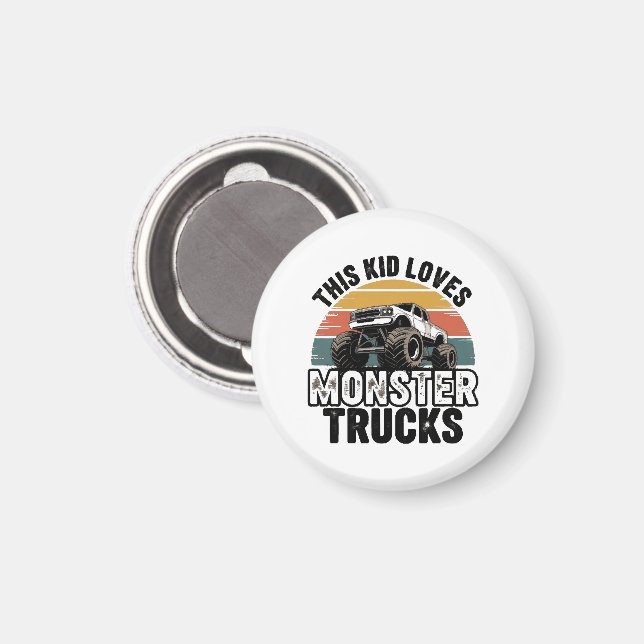 This Kid Loves Monster Trucks Magnet (Front/Back)