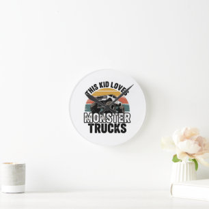 This Kid Loves Monster Trucks Round Clock