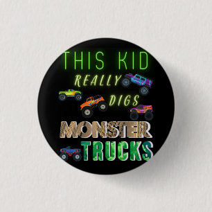 This Kid Really Digs Monster Trucks 3 Cm Round Badge