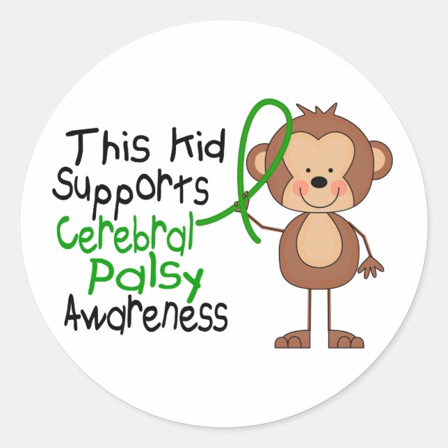 This Kid Supports Cerebral Palsy Awareness Classic Round Sticker (Front)