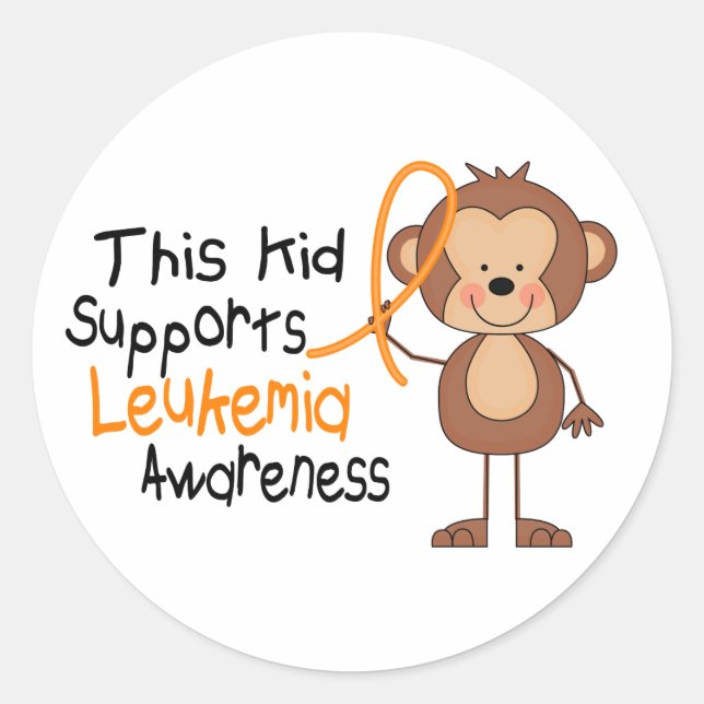 This Kid Supports Leukaemia Awareness Classic Round Sticker (Front)