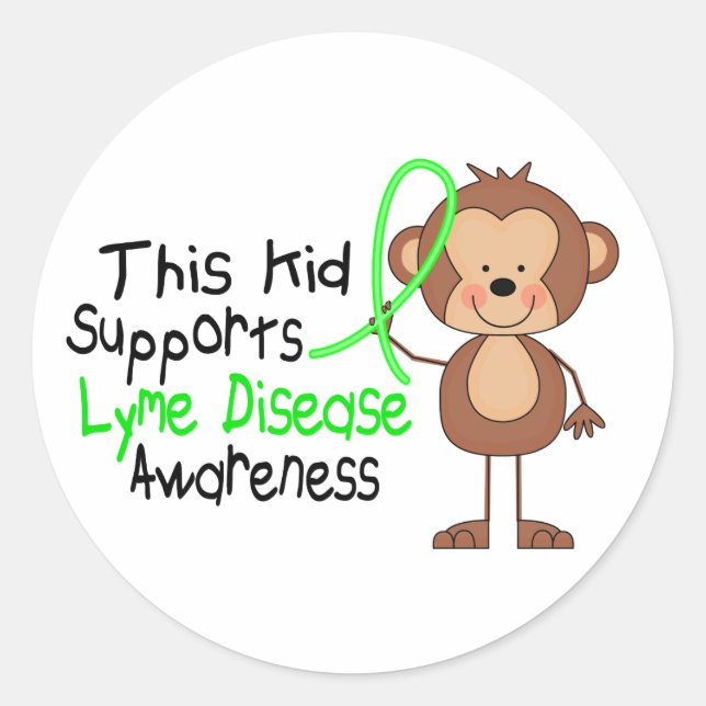 This Kid Supports Lyme Disease Awareness Classic Round Sticker (Front)