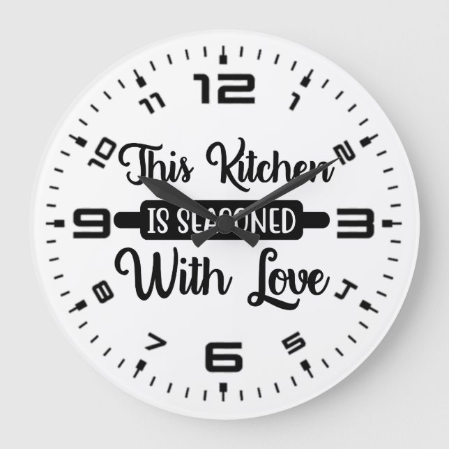 This Kitchen Is Seasoned With Love Large Clock (Front)