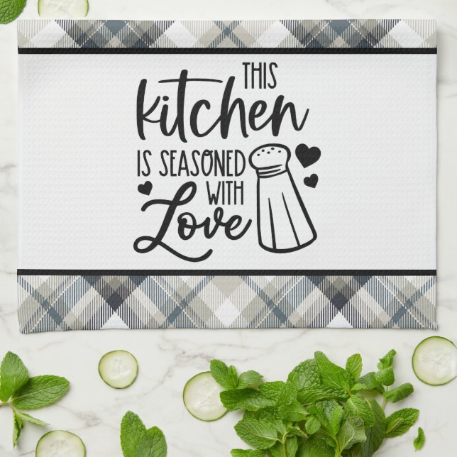 This kitchen is seasoned with love  tea towel (Folded)
