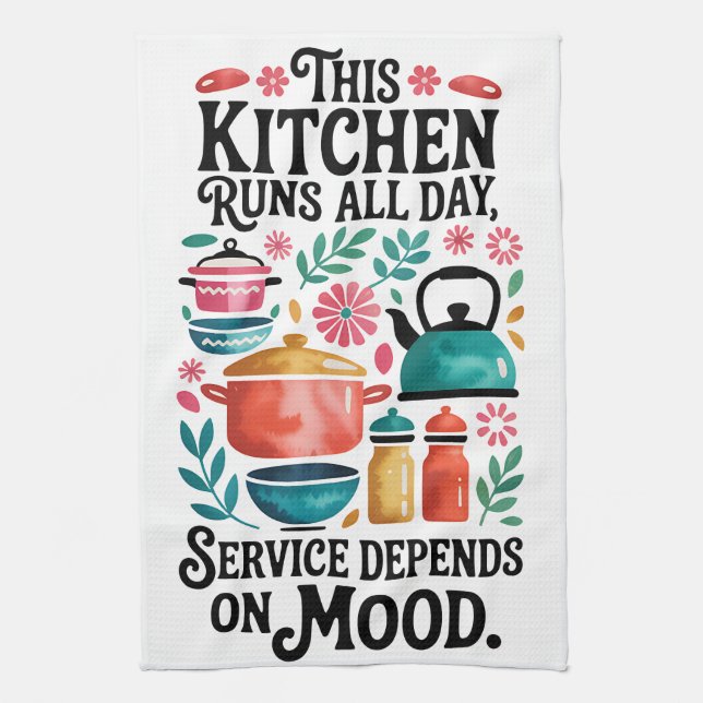 This Kitchen Runs all day Tea Towel (Vertical)