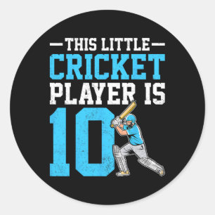 This Little Cricket Player Is 10 Years Old 10th Bi Classic Round Sticker