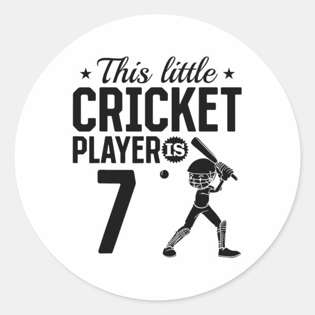 This Little Cricket Player Is 7 Years Old - 7th Bi Classic Round Sticker (Front)
