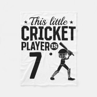 This Little Cricket Player Is 7 Years Old - 7th Bi Fleece Blanket