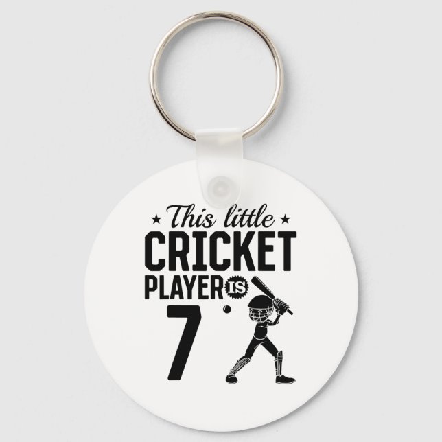 This Little Cricket Player Is 7 Years Old - 7th Bi Key Ring (Front)