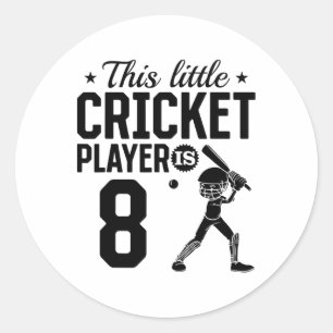 This Little Cricket Player Is 8 Years Old - 8th Bi Classic Round Sticker