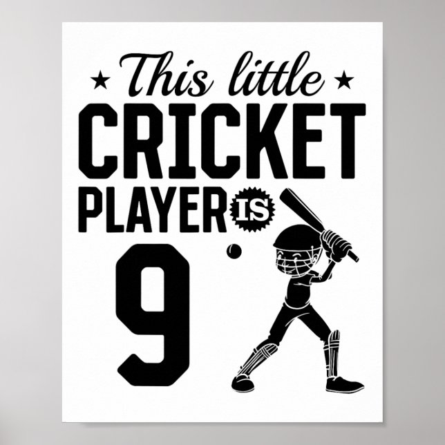 This Little Cricket Player Is 9 Years Old - 9th Bi Poster (Front)