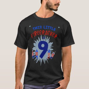 This Little Firecracker Is Nine 9 Boy Girl 9th Bir T-Shirt