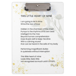 This Little Heart Of Mine - Gratefulness Poem  Clipboard