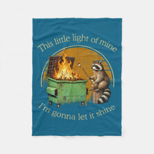 This Little Light Mine Raccoon Illustration Fleece Blanket
