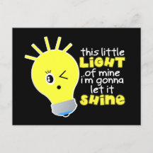 This Little Light Of Mine Black Postcard