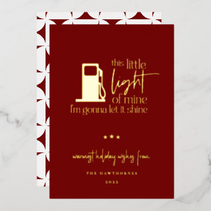 This Little Light Of Mine Gas Humour Christmas Foil Holiday Card