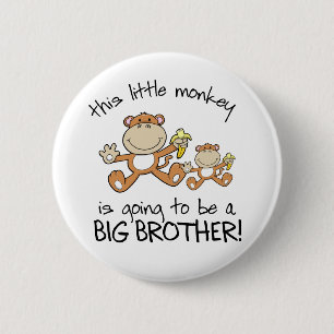 this little monkey big brother 6 cm round badge