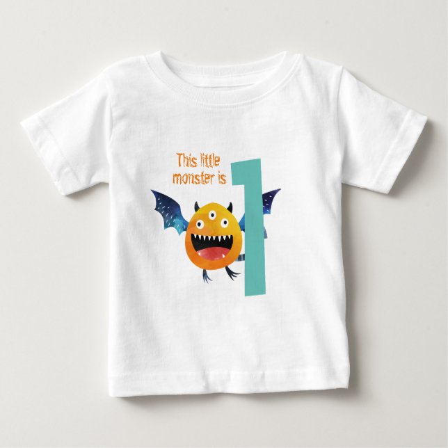 This little monster is One  Baby T-Shirt (Front)