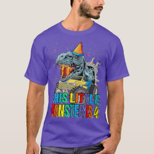 This Little Monster Truck Is 4th Birthday  T-Shirt