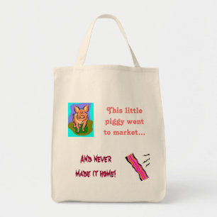 This Little Piggy pig/bacon humour shopping tote Bag