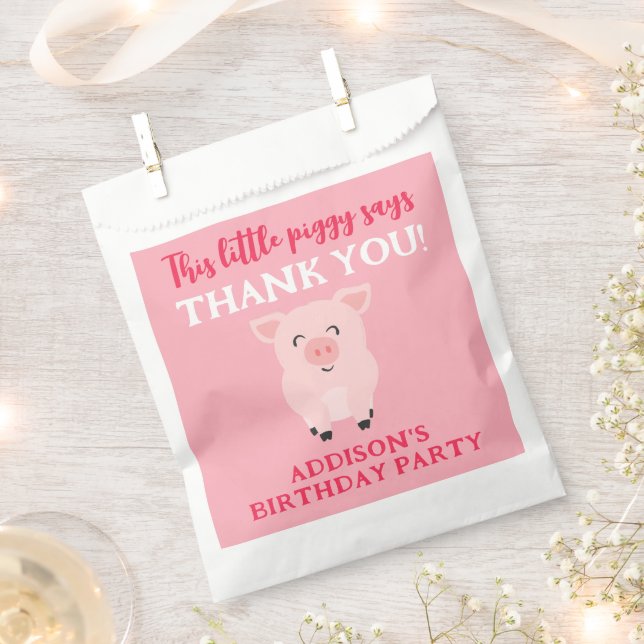 This Little Piggy Says Thank You Farm Animal Favour Bag (Clipped)