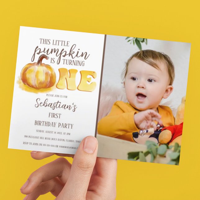 This Little Pumpkin Photo 1st Birthday Party Invit Invitation (Creator Uploaded)