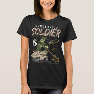 This Little Soldier Is 6 Military Birthday 6th Cam T-Shirt
