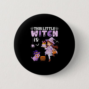 This little witch is 10 years old birthday 6 cm round badge