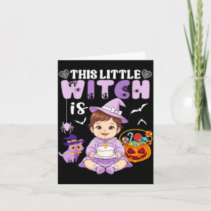 This little witch is 1 year old birthday halloween card