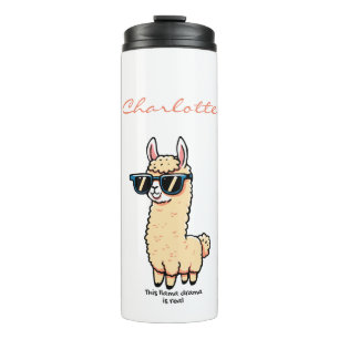This Llama Drama Is Real quirky pose in sunglasses Thermal Tumbler