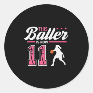 This Ller Is Now 11 Year Old Sketll 11th Birthday Classic Round Sticker