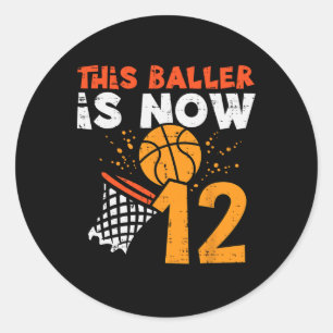 This Ller Is Now 12 Sketll 12th Birthday Bday Boys Classic Round Sticker
