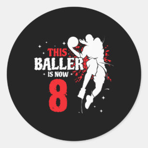 This Ller Is Now 8 Birthday Sketll Lovers Classic Round Sticker
