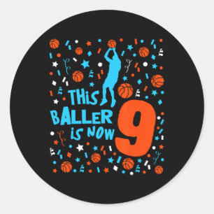This Ller Is Now 9 - Kids 9th Birthday Sketll Play Classic Round Sticker