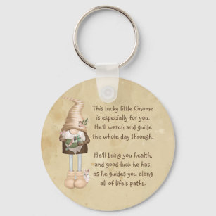  This lucky little Gnome Good luck & Health  Key Ring