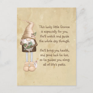  This lucky little Gnome Good luck & Health   Postcard