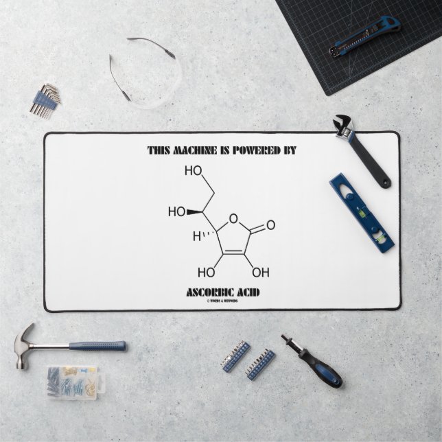 This Machine Is Powered By Ascorbic Acid (Vit C) Desk Mat (Workstation)