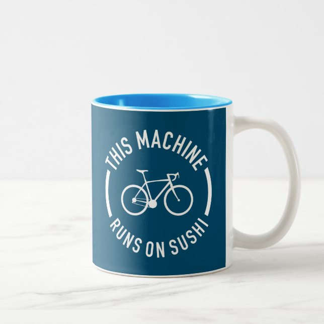 This Machine Runs On Sushi Bicycle Two-Tone Coffee Mug (Right)