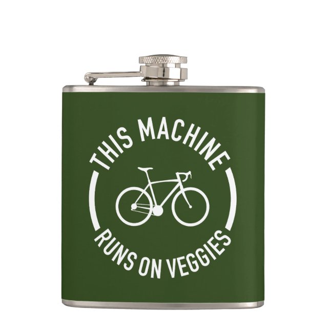 This Machine Runs On Veggies Bicycle Hip Flask (Front)