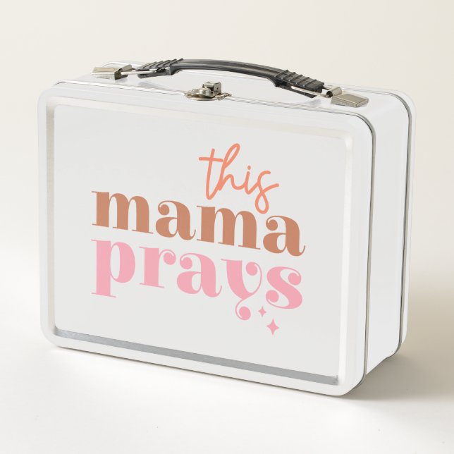 This Mama Prays - Rustic Boho Design Metal Lunch Box (Front)