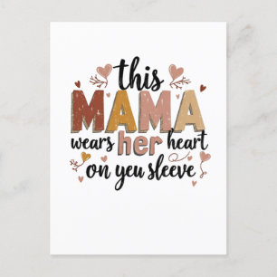 This Mama Wears Her Heart on Her Sleeve Announcement Postcard