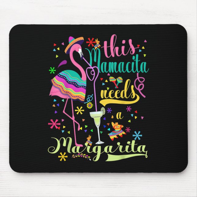 This Mamacita Needs A Margarita Cinco De Mayo Pink Mouse Pad (Front)