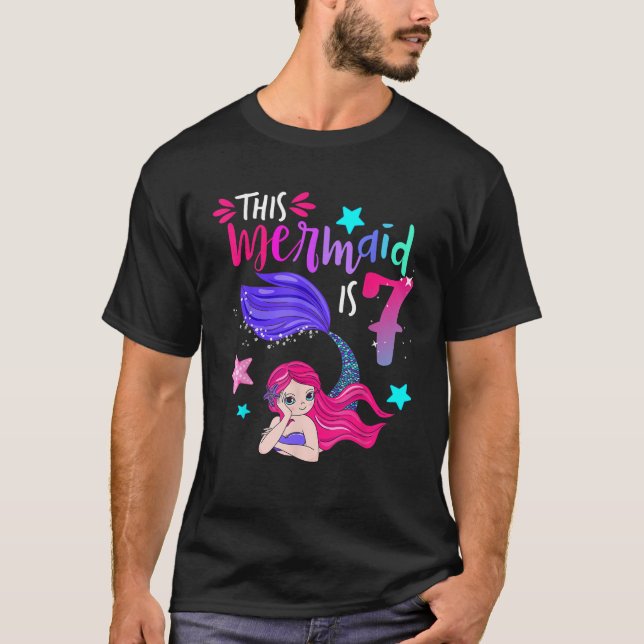 This Mermaid Is 7 Cute Family Matching Birthday Pa T-Shirt (Front)