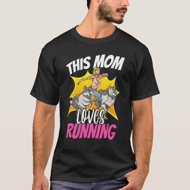 This Mum Loves Running Wolf Husky Jogging Mother R T-Shirt (Front)
