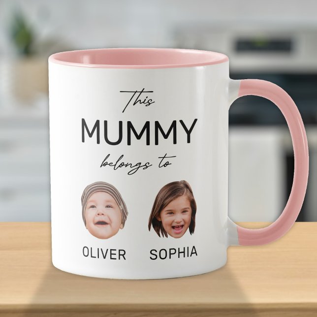 This Mum Mummy Belongs To, Kids Face 2 Photos Mug (Creator Uploaded)