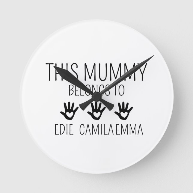This Mummy Belongs, Custom Mama , Personalised Mum Round Clock (Front)
