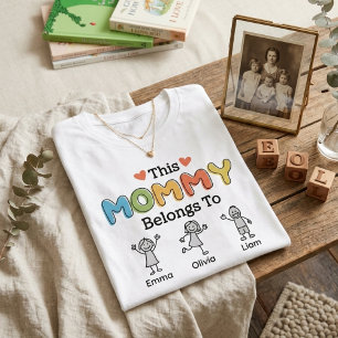 This Mummy Belongs To Colourful Kids Names Style T-Shirt